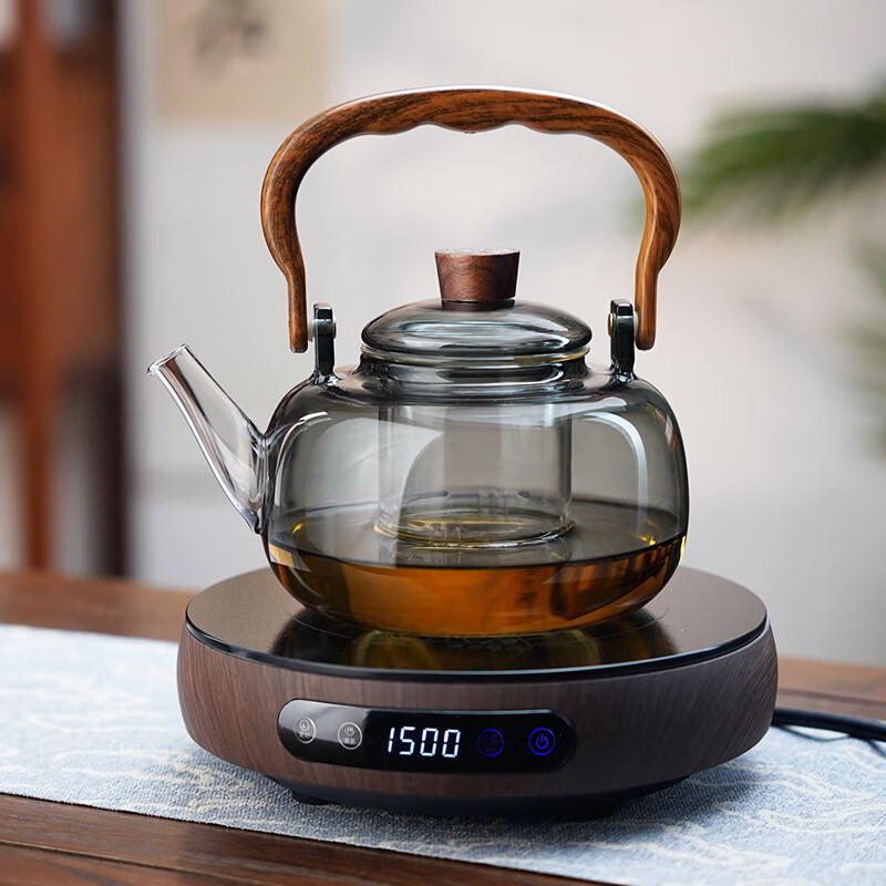 全度耐热玻璃蒸煮一体提梁壶大容量煮茶烧水壶高档电陶炉茶壶围炉煮茶 木影单漏煮茶壶+正茗堂胡桃木色陶炉 京东折扣/优惠券