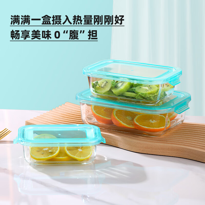 LOVWISH高硼硅玻璃可微波炉加热上班带饭餐盒水果沙拉便当冰箱收纳保鲜盒 乐透收纳保鲜盒【高硼硅】大号1040ml*1