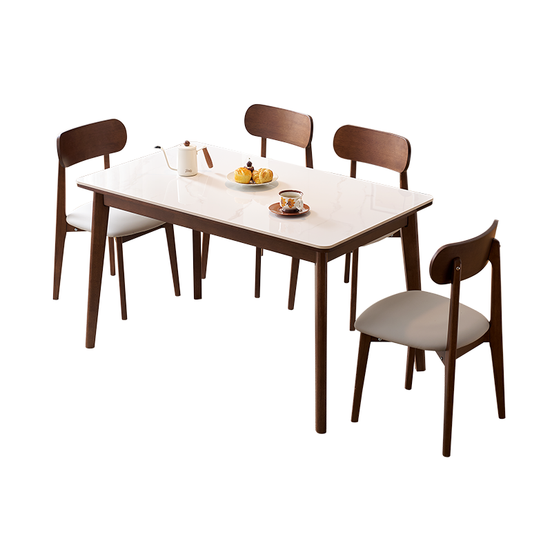 全友家居现代北欧风长方形岩板餐桌椅家庭用小户型客餐厅餐桌椅子全套