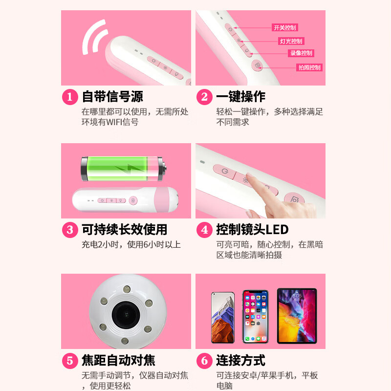 私密内窥镜电子镜高清宫颈检测仪妇科自检镜私密检查仪美容院 妇科超清检测镜+10.1寸平板电脑 (2个扩张器)