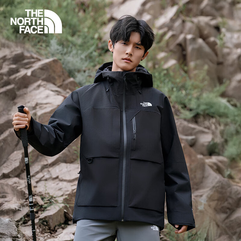 北面（The North Face）三合一冲锋衣男25年新款休闲防水防风透气连帽冲锋衣【89ZS】 JK3/黑色 L /175