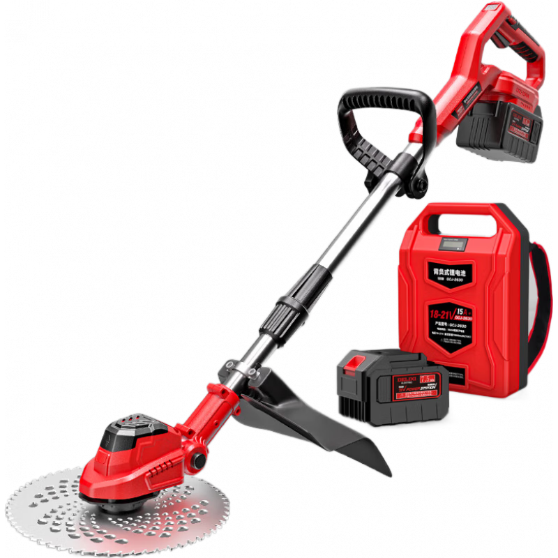 德力西电动割草机家用小型充电式大功率锂电池打草机除草神器手持除草机 【10节5.0AH电芯】一电一充+（钢丝打草头） 无刷电显至尊款