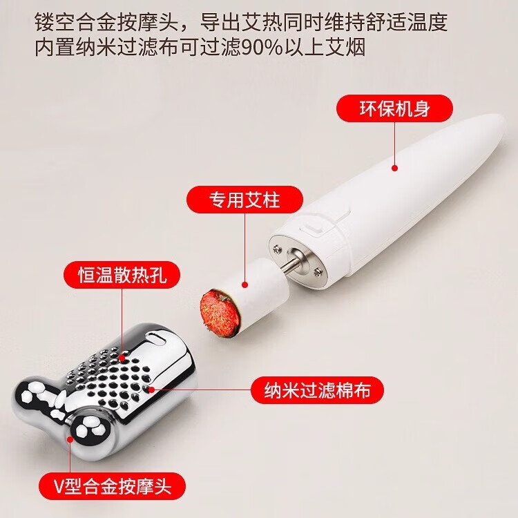 万年灵小美灸面部艾灸棒艾柱艾灸盒随身灸家用按摩刮痧熏蒸仪桃花灸器具 1.2*1.5专用艾柱60粒 正品