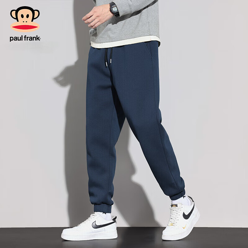 大嘴猴（paul frank）美式九分休闲裤男士秋春季宽松潮牌运动工作束脚卫裤高端裤子男装 藏青色【官方正品】 XL 【建议130-145斤】