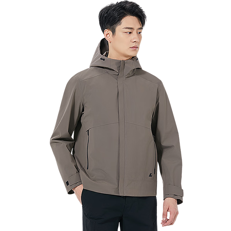 利郎【商场同款】三防夹克男连帽防风充白鸭绒户外通勤外套男秋季2025 咖啡灰（25QJK6011A） XL 175/92A