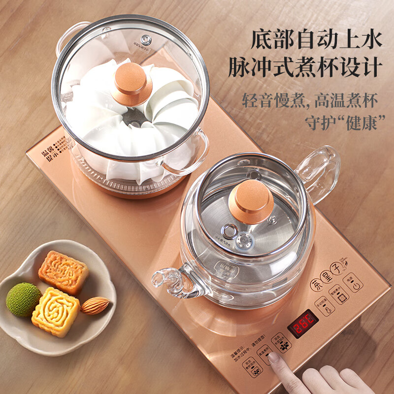 茶皇子（CHAHUANGZI）底部全自动上水电热烧水壶泡茶专用玻璃茶台电茶壶茶桌嵌入式一体 XH-T5N 1L ZC2-M（煮茶款）