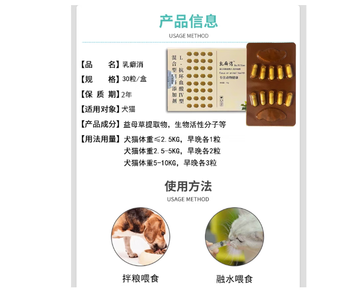 【现货当日发】鲁米苏瘤利消乳癖消历消狗狗猫咪宠物乳腺瘤肿增生鼻口腔淋巴菜花脂肪瘤疬消药 乳癖消一盒 现货当日发