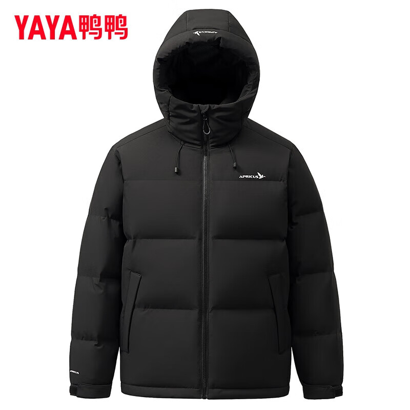 鸭鸭(YAYA)羽绒服男士短款2025冬季新款时尚舒适百搭商务休闲加厚面包服外套 黑色 S 165