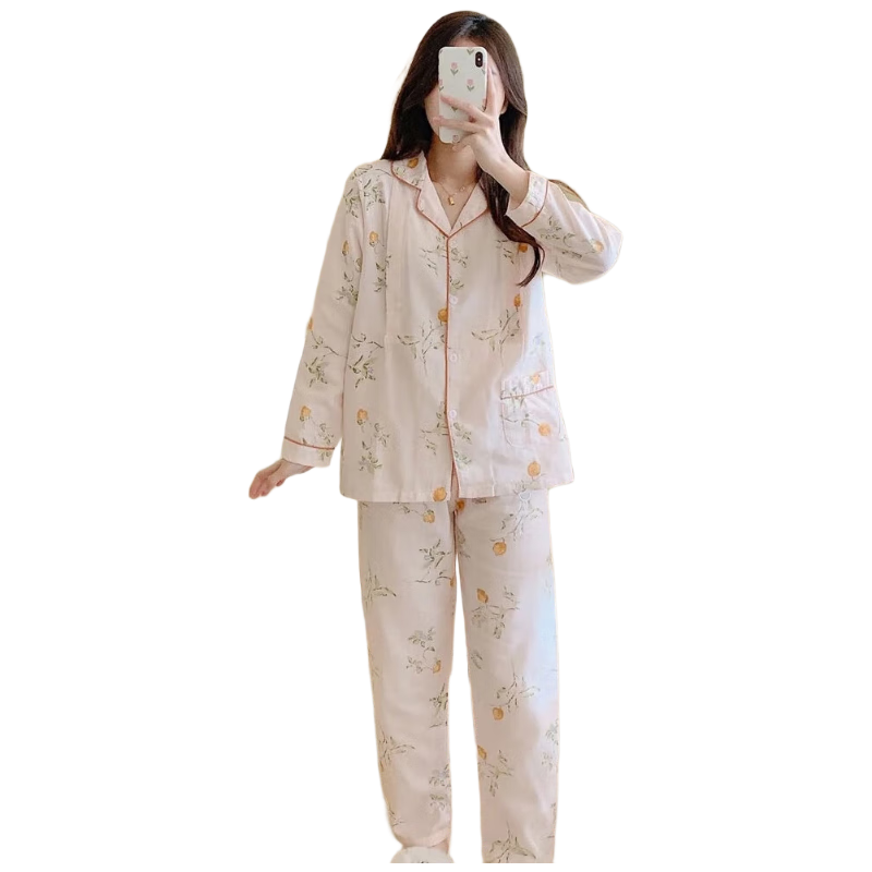 爱宝适月子服纯棉纱布春夏孕妇装产妇喂奶衣哺乳睡衣家居服XL码柠檬M347