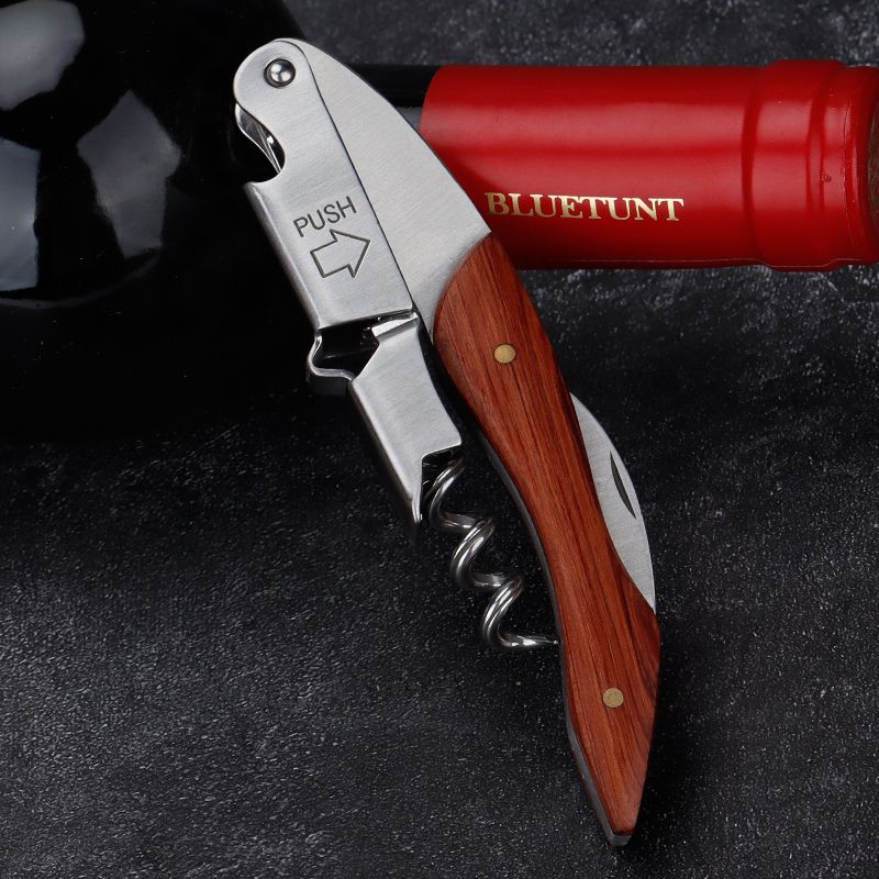 简漾海马刀葡萄酒红酒老式多功能花梨木开瓶器便携不锈钢啤酒神器折叠 红酒开瓶器