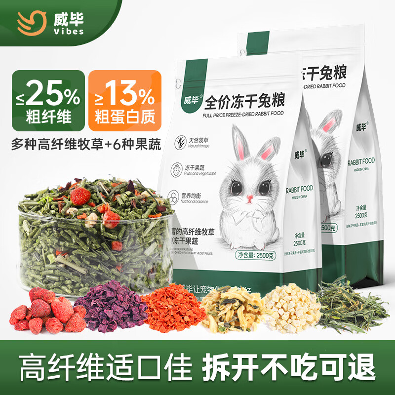 威畢全價凍干兔糧食物荷蘭豬豚鼠成幼兔子飼料干草磨牙零食專用品 12.5kg 5包 凍干兔糧-【囤貨首選】
