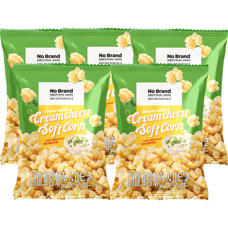 No Brand韓國進口諾倍得奶油芝士香蔥味玉米卷爆米花奶酪休閑零食 奶油芝士香蔥味120g*5袋