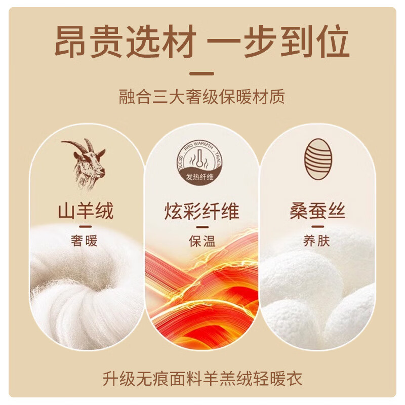 芬腾可安羊绒蚕丝保暖内衣套装男女冬季防寒无痕秋衣秋裤打底情侣保暖内衣 女款-粉色 3XL