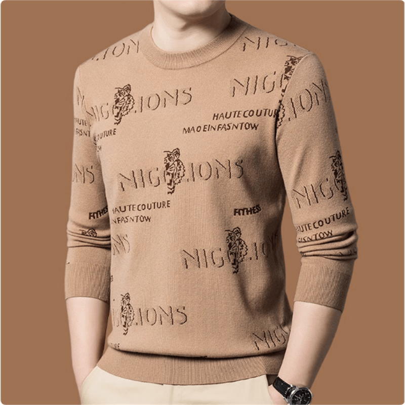 阿玛尼高端品牌2025新款秋季款男针织衫秋冬季圆领保暖上衣男士毛 驼色22315 M 165 建议95-115斤