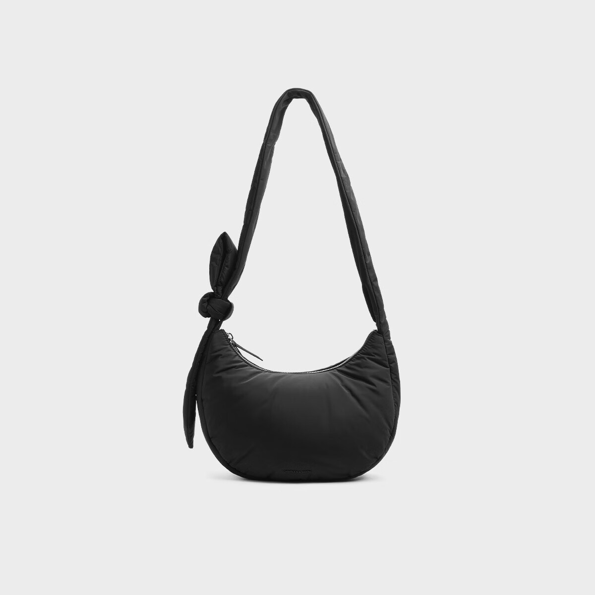 CHARLES&KEITH【年終折扣】簡(jiǎn)約拉鏈尼龍斜挎包CK2-40271394-1 Noir黑色 L