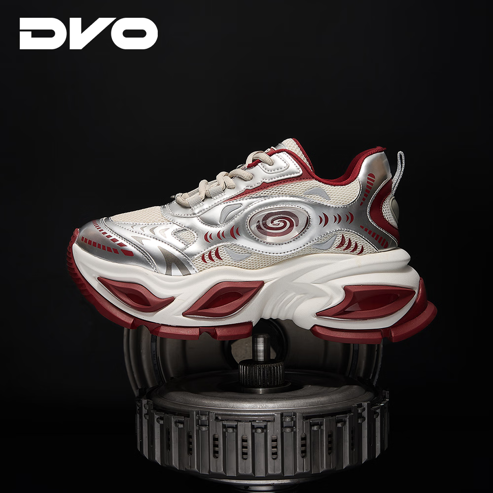 DVO10CM隐形增高鞋男款潮流春季爆款银色加绒厚底减震老爹鞋运动潮鞋 红色 42 男码