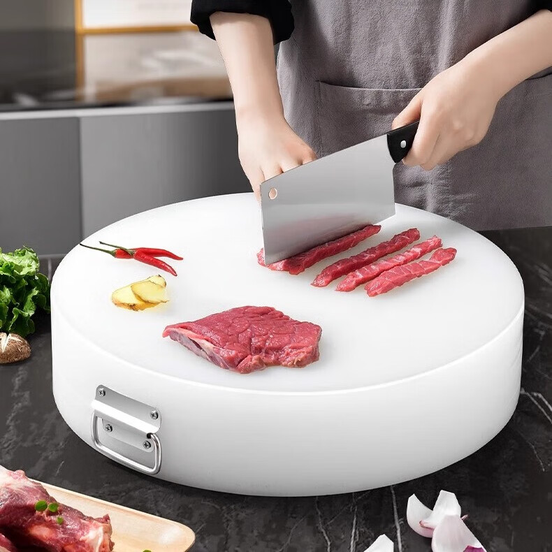 GNNDXX德国厨房厚圆形切菜板抗菌防霉案板商用菜墩剁肉墩家用PE塑料砧板 48*6CM（酒店肉摊专用款）抗菌防霉