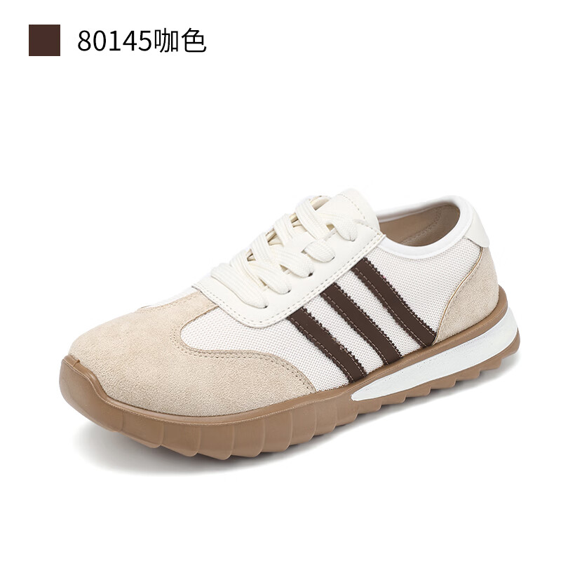 泰和源老北京布鞋女时尚款休闲鞋2025新款春秋软底防滑透气复古德训鞋 咖色 8145 40
