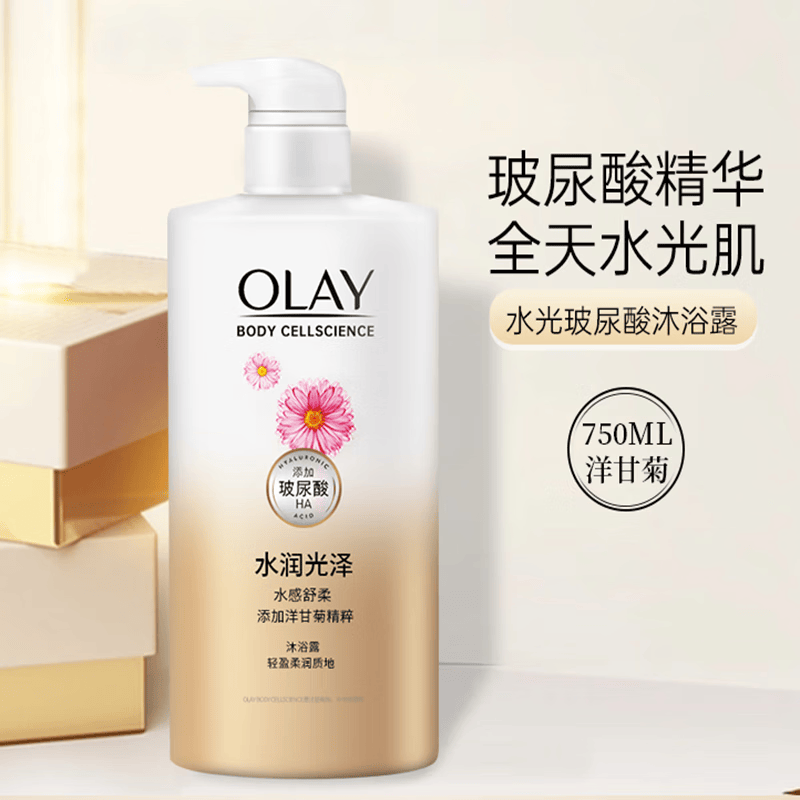玉兰油（OLAY）沐浴露玻尿酸水润光泽补水保湿滋润持久留香男女士家庭装大容量 【洋甘菊】水感舒柔730ml
