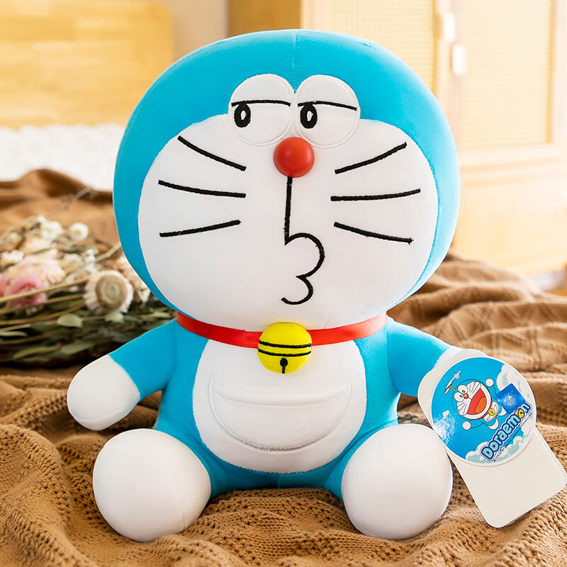 哆啦A夢正版機器貓公仔毛絨玩偶抱枕兒童玩具女孩生日節(jié)日禮物 撅嘴款 坐高23厘米【收藏關(guān)注-送30厘米抱枕】