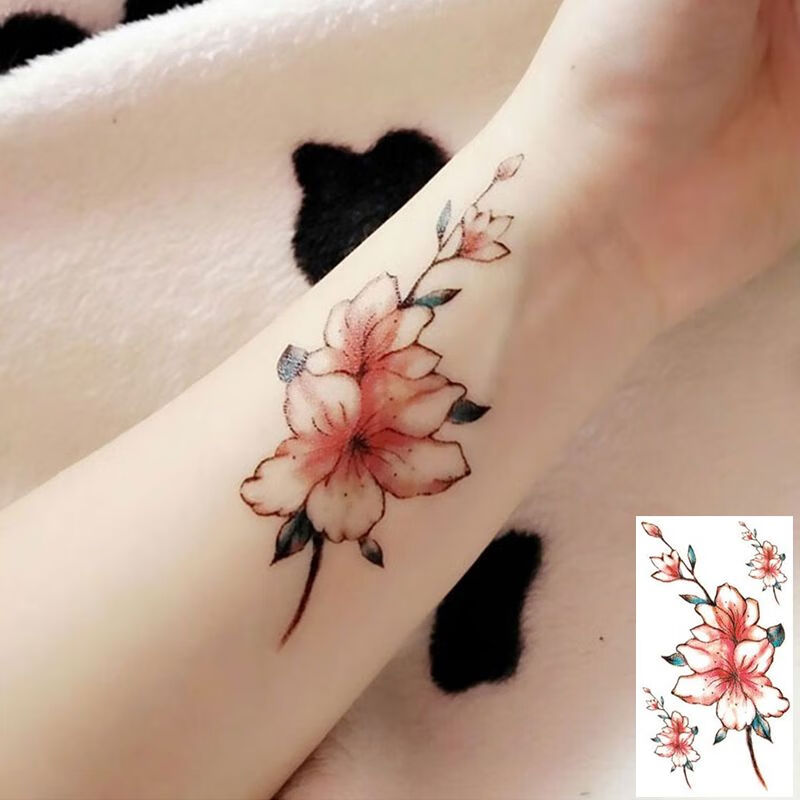 领迷风锁骨纹身贴防水女脚踝手臂花朵图案文身贴纸网红ins风小清新 5