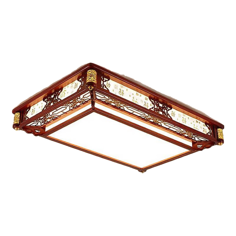 華藝照明（HUAYI）華藝照明同款新中式吸頂燈客廳主臥室LED仿古餐廳大氣中國風(fēng)實(shí)木 D55*55*H17CM丨26W*2-三色-