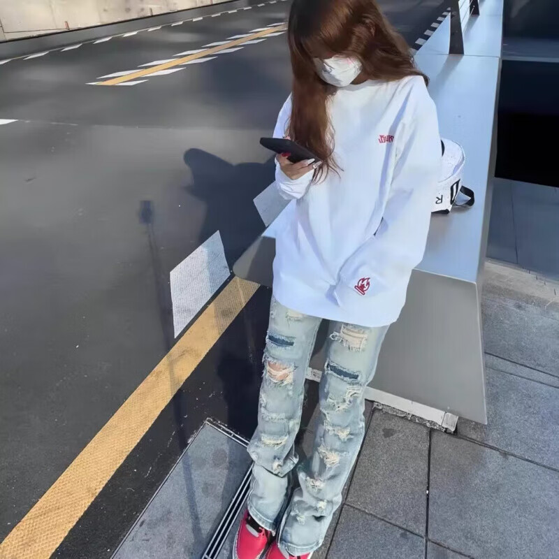 POUMburning小火苗火焰刺绣卫衣男款秋冬美式无帽重磅长袖T恤情侣外套 BJZXF-X1522黑色 L 110-130斤