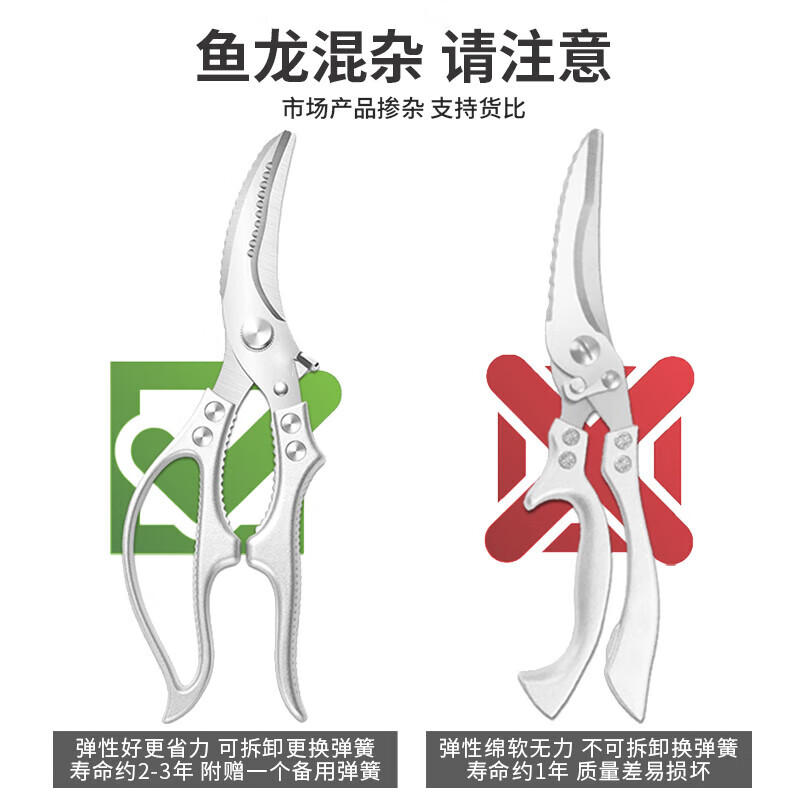 飒望德国厨房剪刀家用食品级不锈钢专用剪辅食烤肉剪刀剪鸡鸭鹅骨头 【升级加厚不锋利包赔】强力鸡骨剪