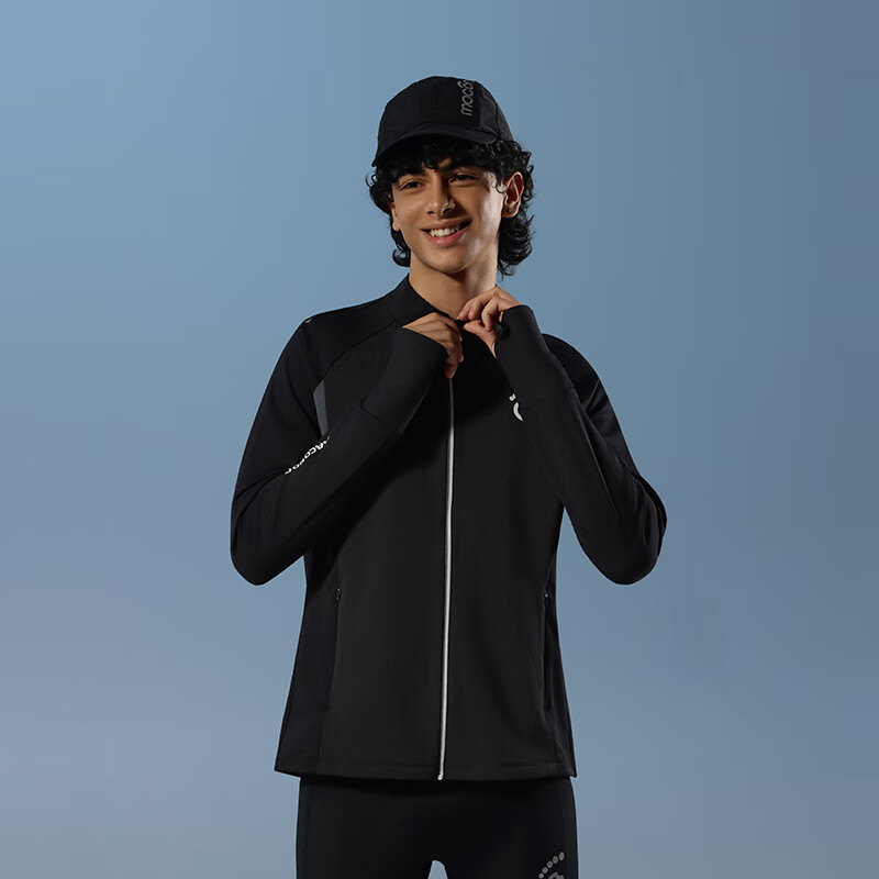 马孔多（macondo）原创单品｜防风加绒针织外套吸湿排汗抗静电跑步外套手表孔25年新 黑色 男款 XL