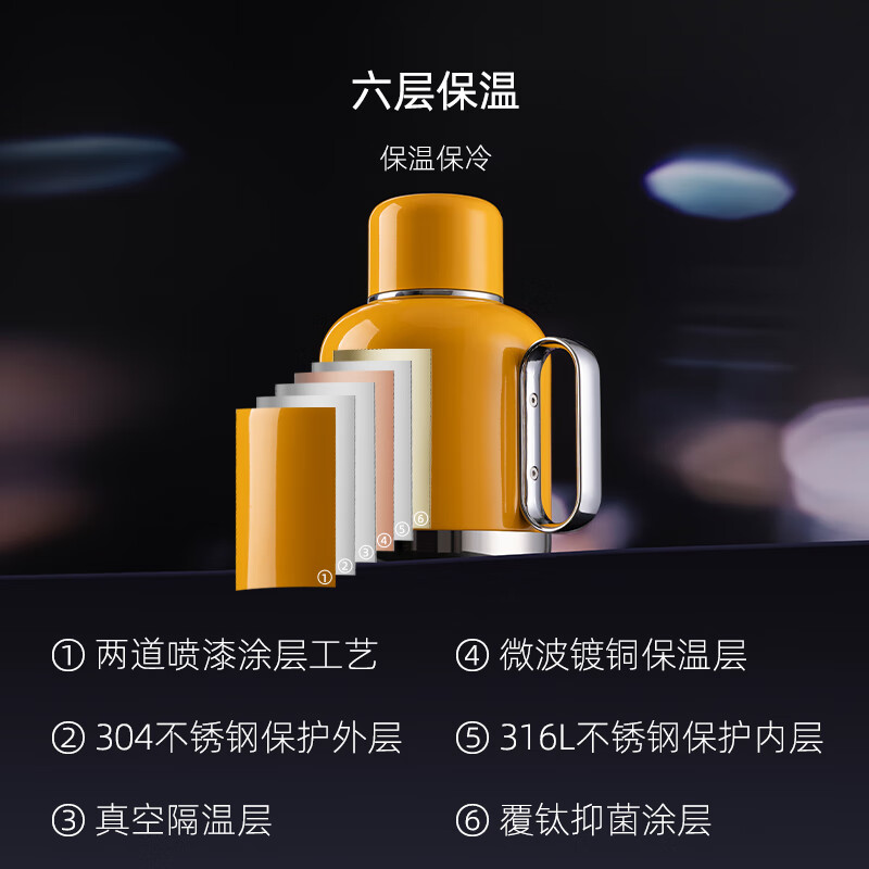 尚明(SAMADOYO)便携焖茶壶抑菌镀钛户外旅行保温杯家用办公茶水分离焖泡水杯茶具 天青色 600ml