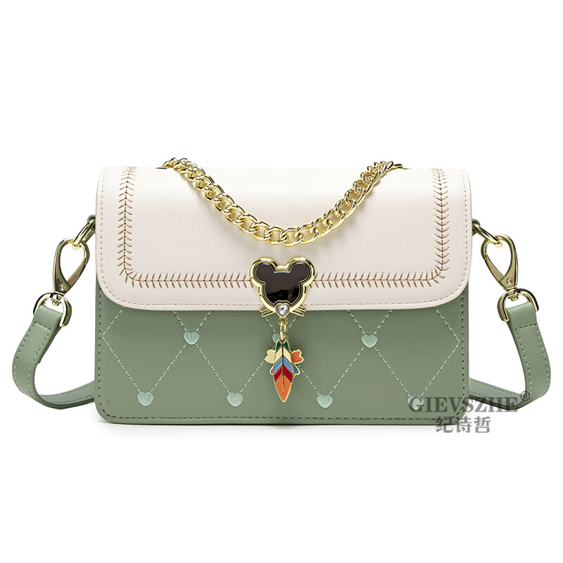 纪诗哲轻奢侈包包女包2025新款女士单肩斜挎包送老婆女友生日圣诞节礼物 米白绿【2025年新款】 品牌礼盒装