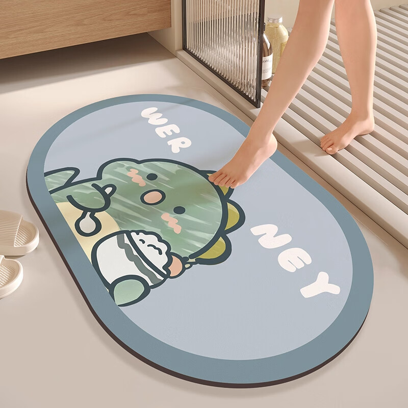 金玉铭川浴室地垫卫浴吸水垫子卫厕所生间门口脚垫家用入户门防滑垫可定制 GZN-嗨皮狗狗-椭圆 40X60cm【吸水速干防滑】