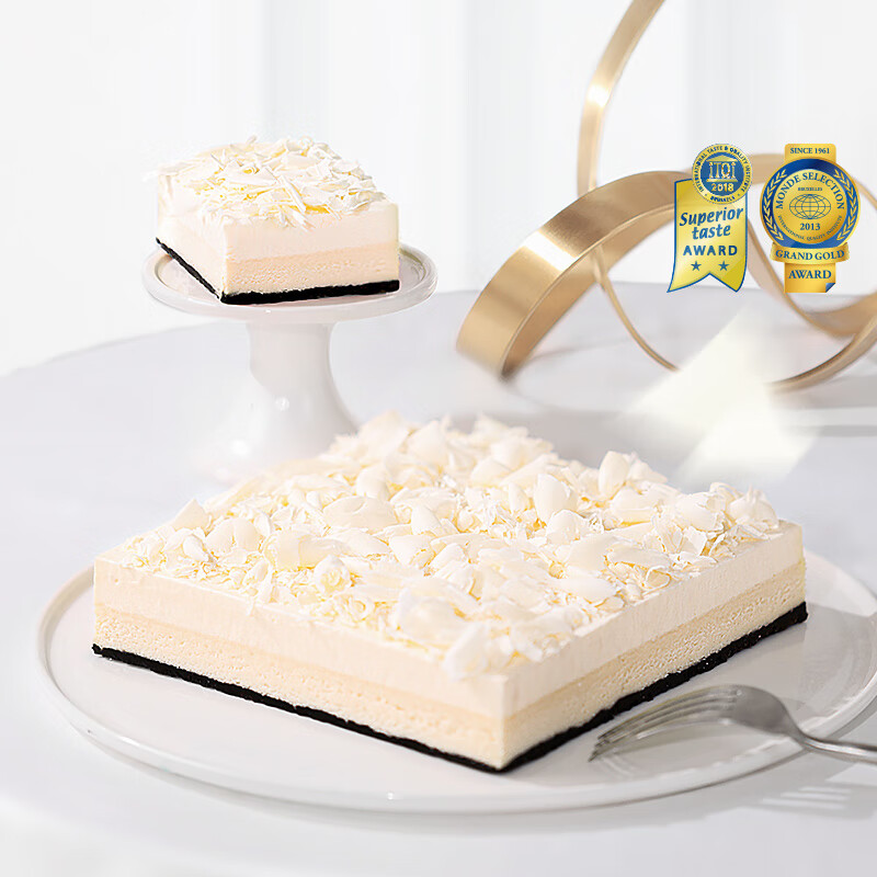 諾心（Lecake）雪域牛乳芝士蛋糕白巧克力慕斯甜品兒童生日蛋糕順豐同城配送 重要！ 鮮制蛋糕按備注時(shí)間發(fā)貨 約1磅 454克 （2-4人食 含5套餐具）(454g)