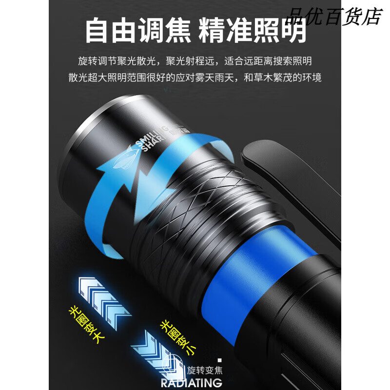 微笑鲨2025新款照蝎子灯强光紫光专用灯超亮充电便携式超长续航大功率型 【手|升级激光灯芯】紫白双光|