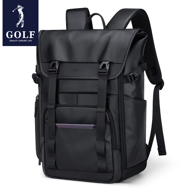 高尔夫（GOLF）双肩包男士运动背包女休闲旅行学生书包防泼水通勤出游背包【Q】 款式6-黑色