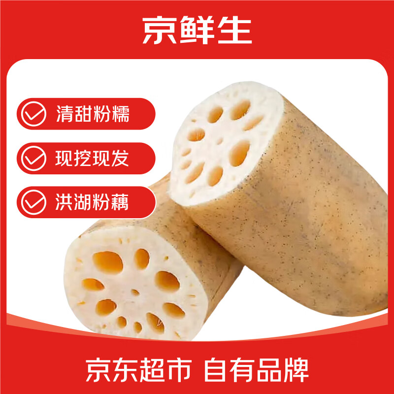 京鲜生湖北洪湖地标粉藕净重3斤(3-4节装)带泥现挖现发蔬菜源头直发