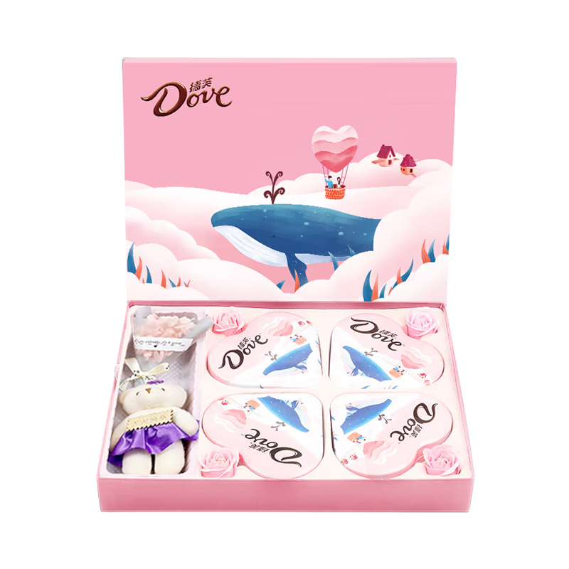 德芙巧克力礼盒装圣诞节礼物送儿童休闲零食糖果男女友生日礼品伴手礼 德芙心语巧克力新年礼盒68g