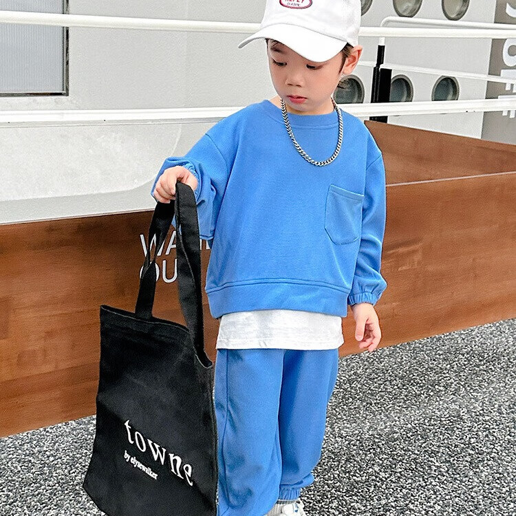 拥抱熊儿童卫衣套装秋款 男宝宝长袖长裤运动服女童假两件卫衣套装韩版 灰色套装 130 cm