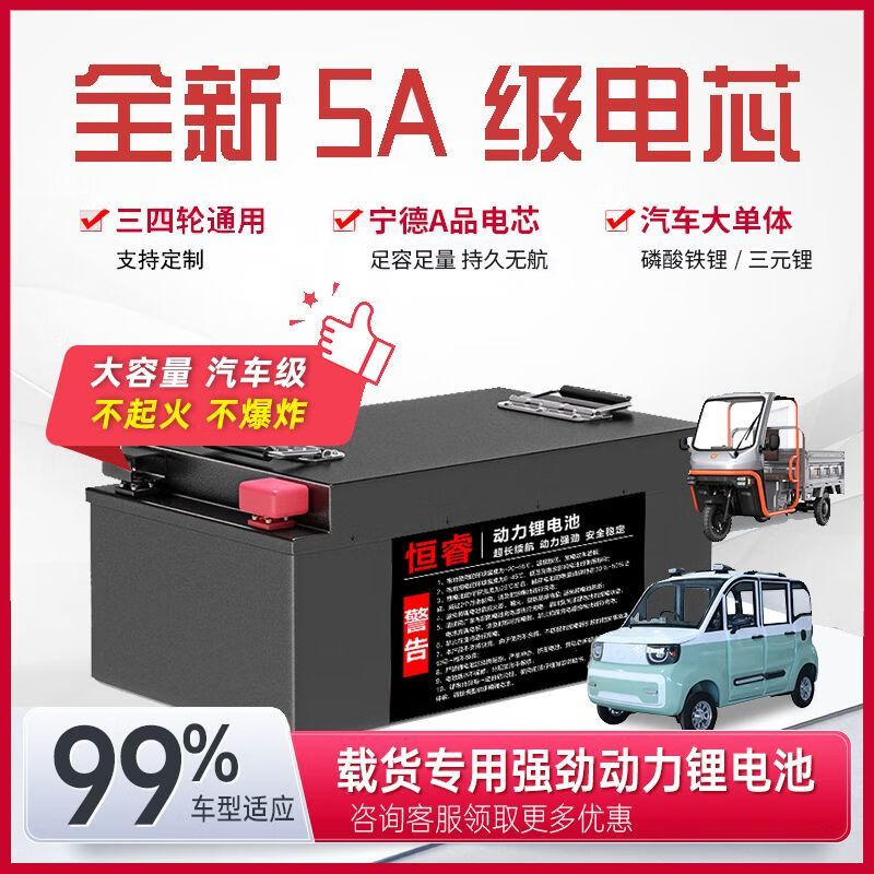 行将宁德三四轮车代步车国标48V60V72V大容量三元锂磷酸铁锂电池 48V /伏 足容足量52Ah-不虚标+充电器