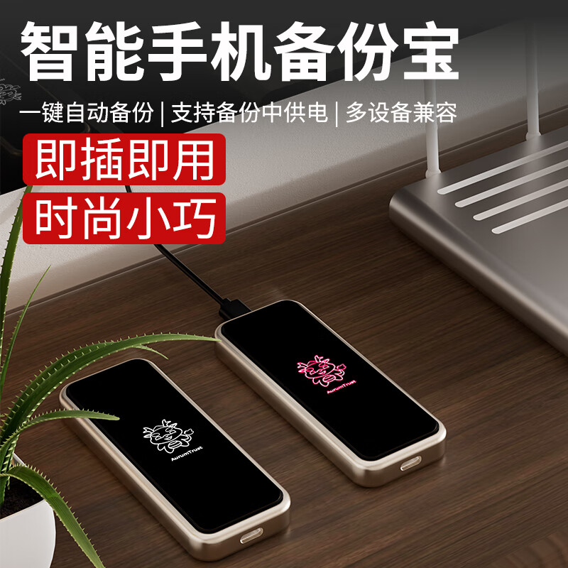黑鳍鲨手机自动备份盘512GG苹果安卓手机电脑通用U盘便携高速移动存储盘扩容系统盘 生肖猪 1TB 【支持数据备份传输过程供电】