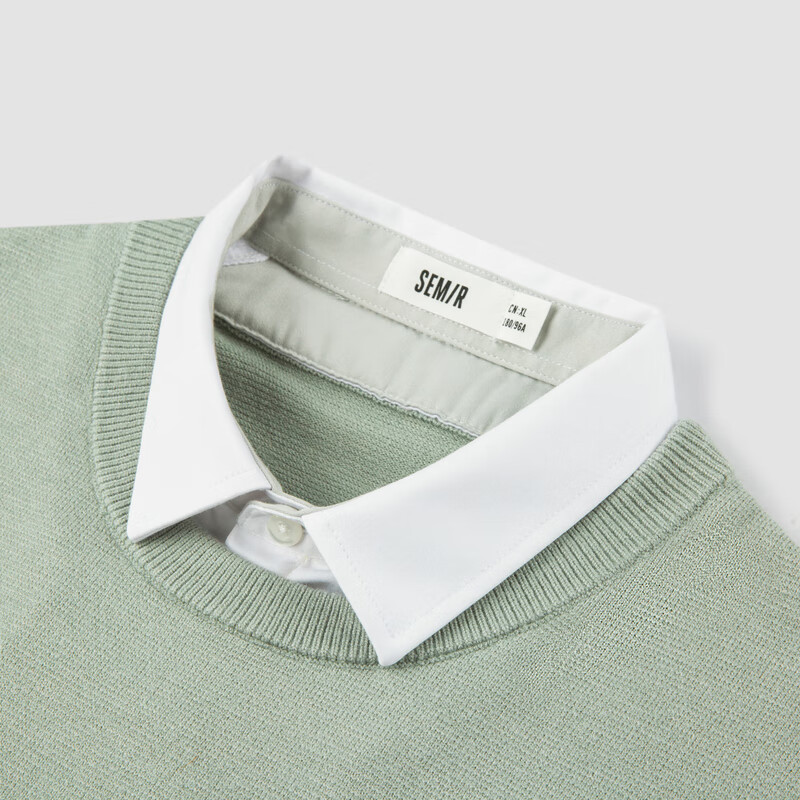 森马[毛衫合辑]男士毛衫秋冬简约保暖毛衣针织衫情侣款 [E款]绿咖色调00445 XL