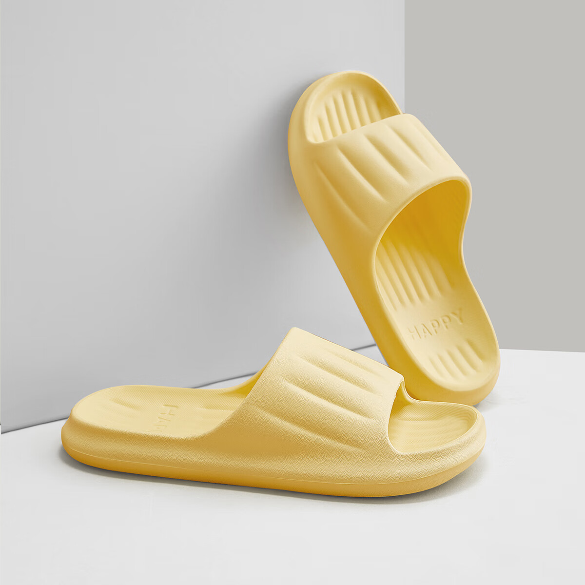 水星家纺拖鞋 家居室内软底静音浴室防滑洗澡情侣家用简约凉拖鞋【专享】 经典竖条纹情侣凉拖鞋(柠檬黄) 38-39