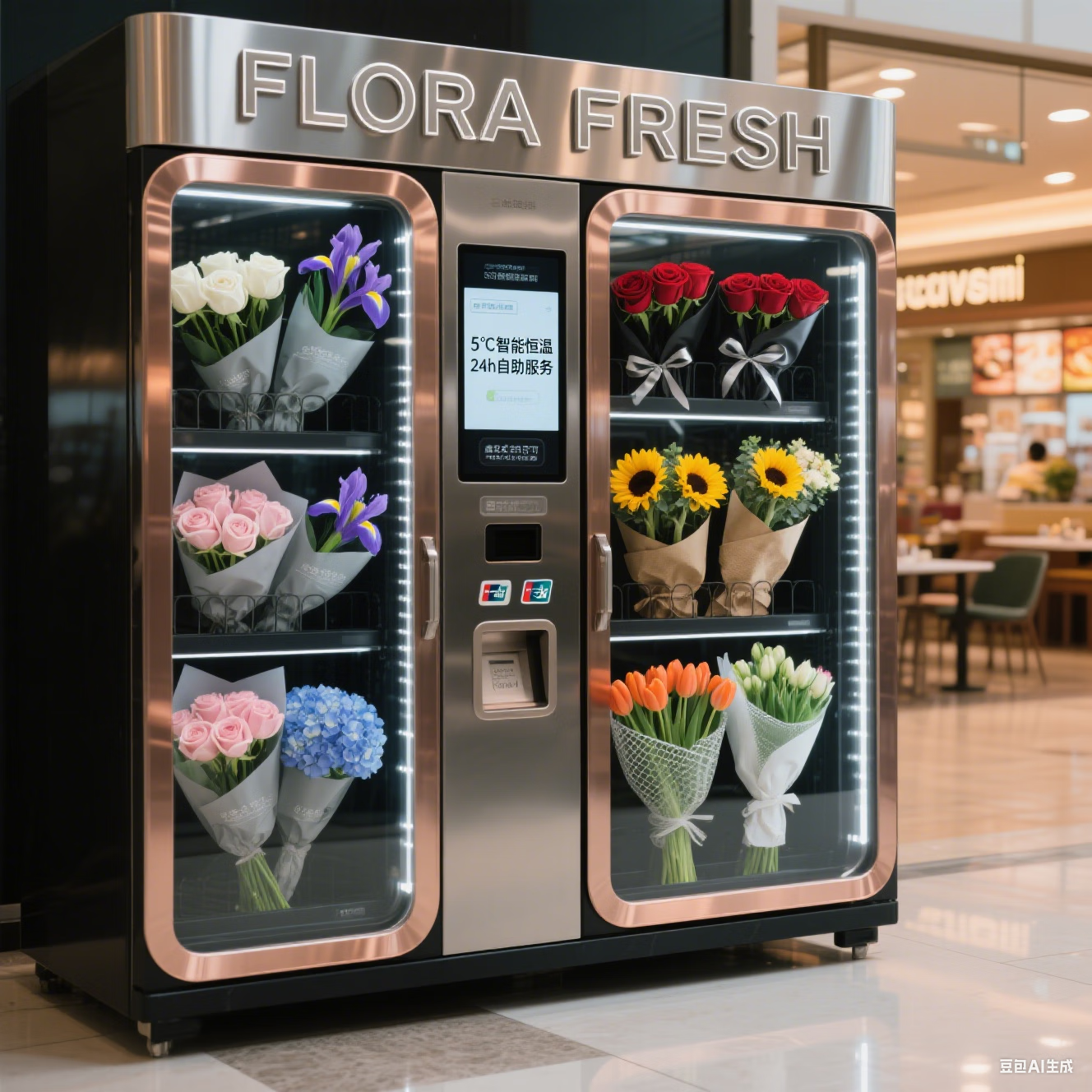 24小时玫瑰花束自动售卖机商用扫码鲜花自助售货机贩卖 定金