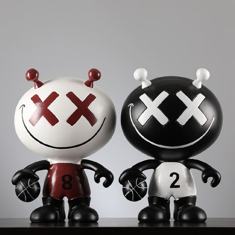 集思美现代抽象卡通打篮球造型摆件客厅书房卧室电视柜装饰艺术品摆设 白色