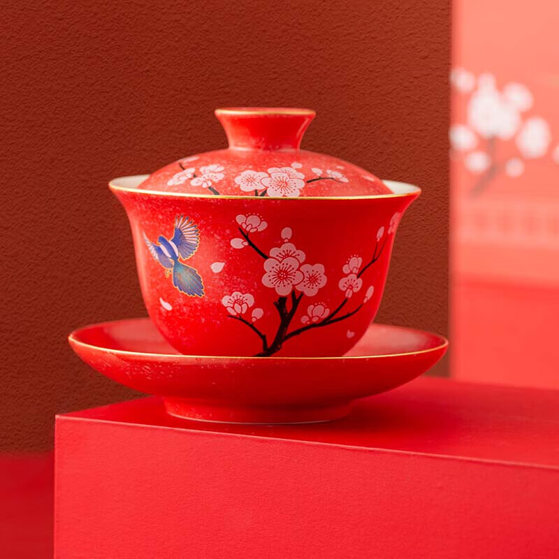 上新了文创 故宫喜上眉梢陶瓷盖碗 结婚敬茶茶杯新婚礼物送新人闺蜜