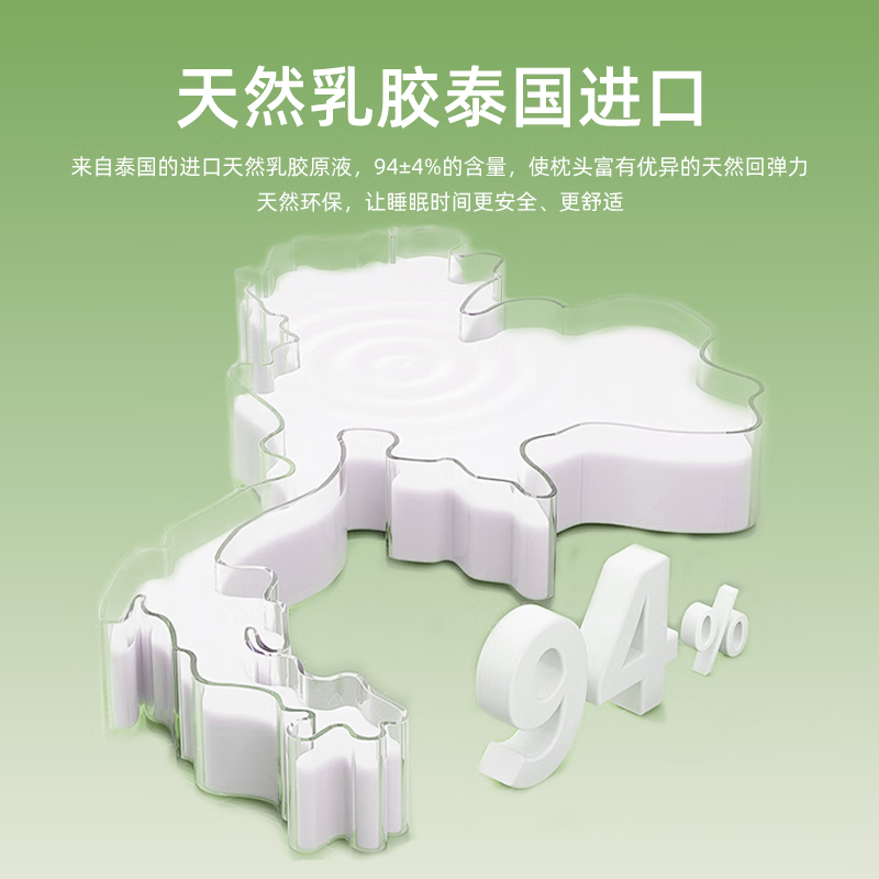 清幽雅竹天然乳胶枕头枕芯 升级版泰国橡胶硅胶成人枕儿童一体按摩花型枕 波浪枕+透气枕套【活动款】 单只 买一送一 低枕 44*27*5/7