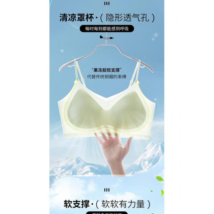 宜而爽聚拢美背夏季运动风抹胸透气女士及胸无钢圈冰丝舒适内衣文胸 蓝色 2XL 38/85ABC