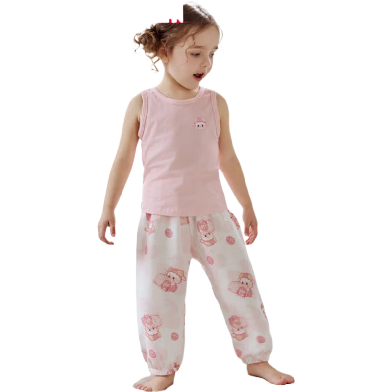 i-babyibaby英倫兒童防蚊長(zhǎng)褲春夏紗布燈籠褲休閑褲女男童薄款 碧藍(lán)鯨歌 90 cm