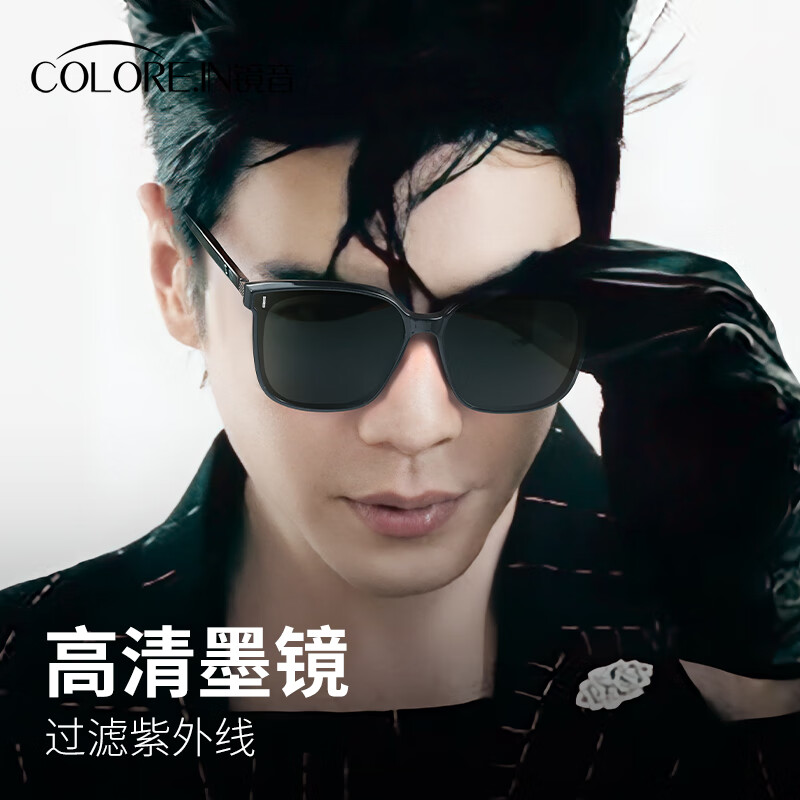 colore.in偏光墨镜男女款太阳镜防晒紫外线高级感户外高清护眼驾驶开车眼镜 黑框-经典黑灰片