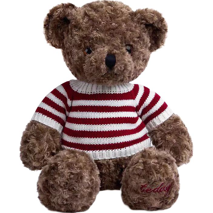 柏文熊經(jīng)典泰迪熊貓娃娃可愛(ài)柔軟毛絨玩具抱枕公仔送七夕情人節(jié)生日禮物 經(jīng)典毛衣深棕熊 60cm